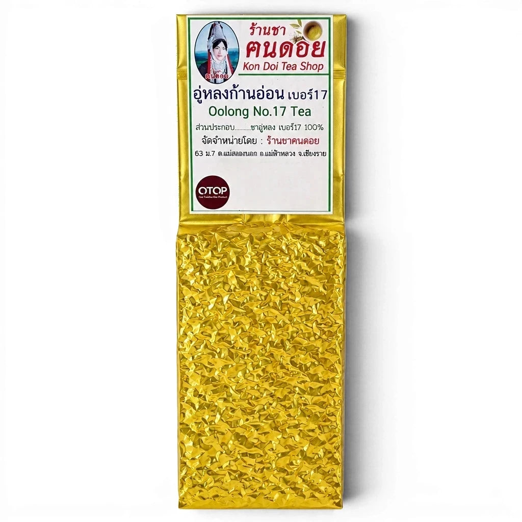 Lanna Bridge Oolong No. 17 Tee in goldfarbener Vakuumverpackung aus Doi Mae Salong, Thailand